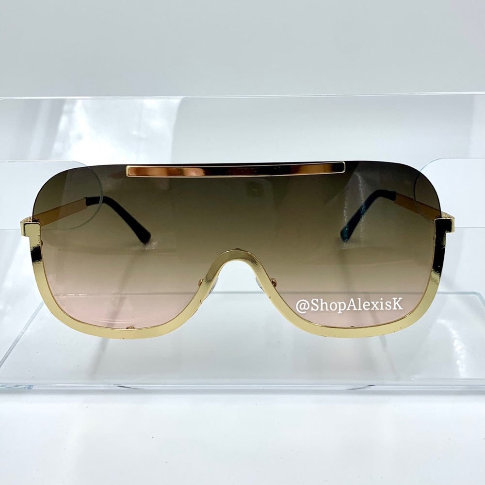 Shield Sunglasses - Taupe / Gold
